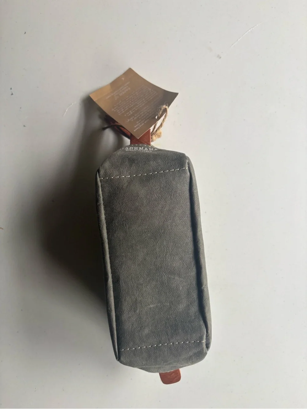 Gray Leather Cosmetic Pouch